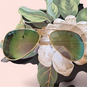 Ray-Ban Gold Frame with Green Lenses Sunglasses